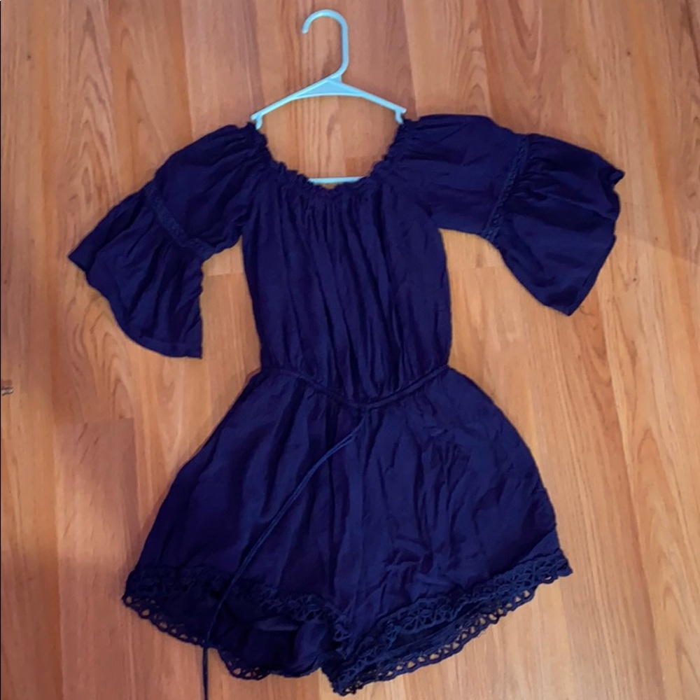 Blue off the shoulder romper